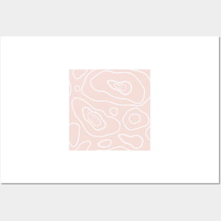 Pink & White Topography Pattern Posters and Art